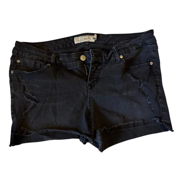 torrid Pants - Torrid Skinny Short Shorts - Black Rinse with Destruction
